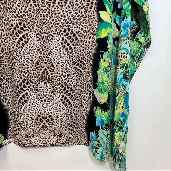 Dana Buchman Cheetah Floral Batwing Top Blouse SZ S - Picture 6 of 13